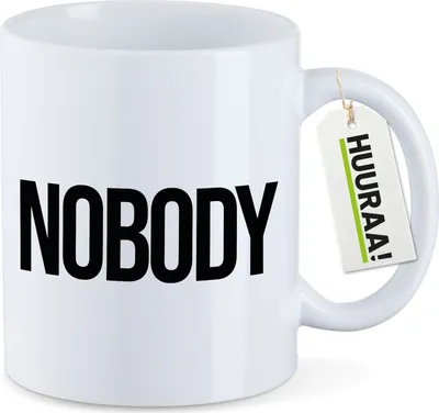 Produktbild von Huuraa Kaffeetasse Nobody Schriftzug 330ml Weiß Keramik Kaffeebecher Geschenkidee