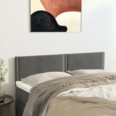 Produktbild von The Living Store Kopfteile 2 Stk. Dunkelgrau 72x5x78/88 cm Samt