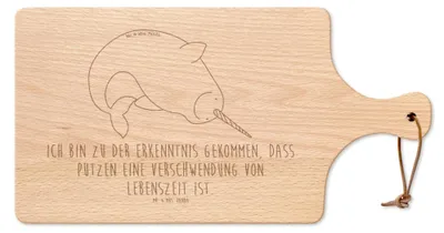 Produktbild von Mr. & Mrs. Panda Frühstücksbrettchen Narwal - Transparent - Geschenk, Aufräumen, Kinderzimmer, Hausfrau, Brett, Frühstücksbrett, Schneidebrett, Brotzeitbrett, Wal, Meer