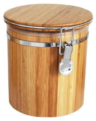 Produktbild von 1 Liter Bambus-Holz Vorrats-Dose aromadicht Bügelverschluss Vorratsbehälter Frischhalte-Behälter Aufbewahrungs-Box Kaffeedose
