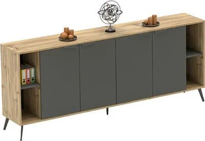 Produktbild von Büroschrank Kommode Aktenschrank Sideboard Arbeitszimmer Beige Grau
