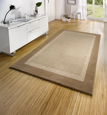 Teppichläufer 160x230 cm, niedrigflorig, modern, beige creme
