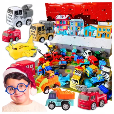 Produktbild von Adventskalender für Jungen, Cars-Fahrzeuge, 24-teilig, als Geschenk