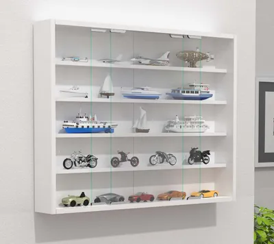 Produktbild von VCM Glasvitrine hängend | Vitrine Glas mit ESG-Sicherheitsglas | Maße ca. H. H. 60 x B. 77 x T. 10  cm | Hängevitrine Glas | Modern und platzsparend | Glas Vitrinenschrank - Agisa L