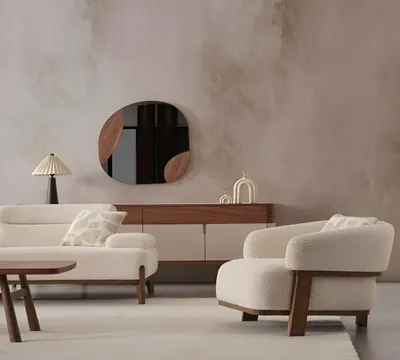Zdjęcie produktu dla Wygodny beżowy fotel tapicerowany Fotel do salonu Meble designerskie