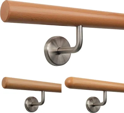 Produktbild von TIBU Handlauf Holz Buche Ø 35 mm Geländer Treppe 0,3m - 5m, Länge 200 cm und Enden gefast