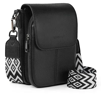 Image de Sac à main pour femmes, en matériau noir, avec une bandoulière large et amovible, idéal pour un usage quotidien