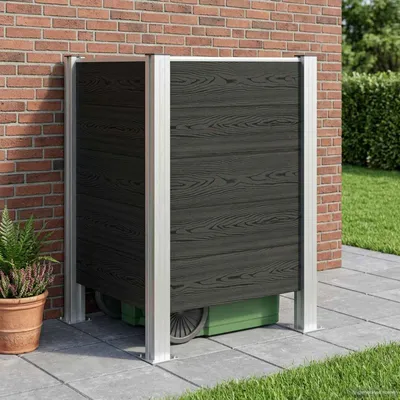 Produktbild von Möbel Mülltonnenzaun Grau 85 x 85 x 115 cm Aluminium und WPCMülltonnenboxen - Mülltonnenboxen c7714