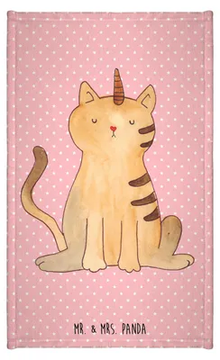Produktbild von Mr. & Mrs. Panda Handtuch Einhorn Katze - Rot Pastell - Geschenk, Mieze, Klein, Frotteehandtuch, Glitzer, Mini-Handtuch, Unicorn, Baumwollhandtuch, Regenbogen