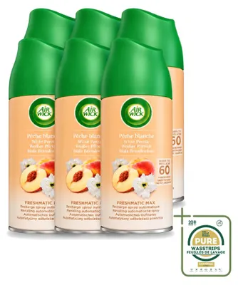 Produktbild von 6 x Air Wick Freshmatic Nachfüller - Weiße Pfirsich - 250 ml - Vorratspackung - 6 Stücke