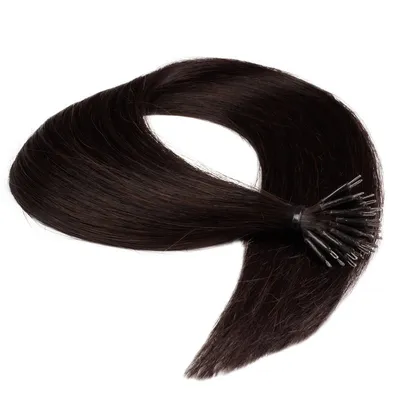 Image de hair2heart Premium Nanoring Extended human hair straight - 25 mèches 0,8g 50cm 4/0 brun moyen