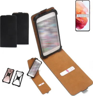 Produktbild von K-S-Trade Handyhülle Schutzhülle kompatibel mit Samsung Galaxy S21 5G SD888 Hülle Case Cover Flip Style Bumper schwarz 1x