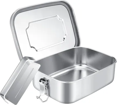 Edelstahl-Broodtrommel 1200 ml, 2 Fächer, auslaufsicher, BPA-frei
