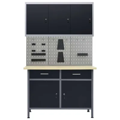 Produktbild von vidaXL Werkbank mit 3 Werkzeugwänden und 1 Wandschrank