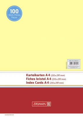 Produktbild von Brunnen 102240010 Karteikarte (A4 unliniert, 100 Stück, eingeschweißt) gelb
