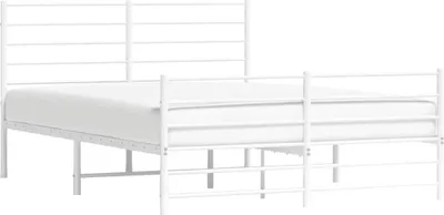 Obrázok produktu pre vidaXL Posteľný rošt s čelom a nohami kovový biely 150x200 cm