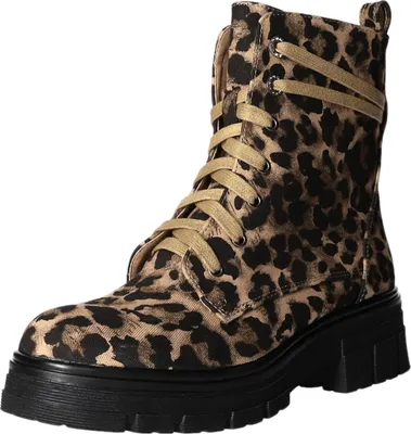 Produktbild von living UPDATED Damen-Schnürstiefelette Leopard-Braun-Beige-Schwarz, Farbe:braun, EU Größe:41