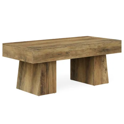 Produktbild von Tribesigns Couchtisch im Landhausstil, 120 cm Großer Moderner Couchtisch aus Holz mit dickem Sockel, Mitteltisch, Teetisch, rustikales Braun