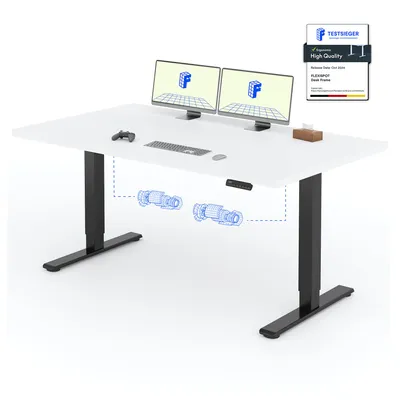 Immagine prodotto di FLEXISPOT E1 Pro Scrivania regolabile elettricamente in altezza 160x80cm 25MM PIASTRA SINGOLA Doppio motore Capacità di carico 120KG, 4 posizioni di memoria (bianco)