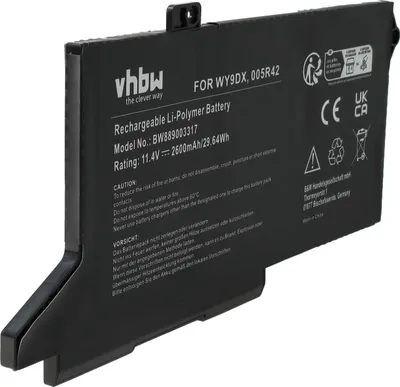 Produktbild von vhbw Akku Ersatz für Dell 005R42, WY9DX für Notebook (2600 mAh, 11,4 V, Li-Polymer)