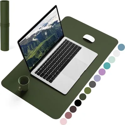 Zdjęcie produktu dla YSAGi podkładka pod mysz skórzana zamszowa ciemnozielona 60x35cm