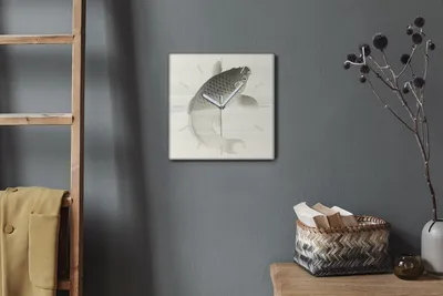 Produktbild von Coloray Hodiny Unikátní 30x30 cm  Tiché hodiny Pro obývací pokoj a kuchyň Nástěnné hodiny Plátno Bílé ručičky hodin - Zvířata koischwarze rukou ryby