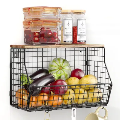 Produktbild von Omgoods – Metallische, hängende Obstkorb mit Bananenhalter – Küchenaufbewahrungslösung für Gemüse und Obst