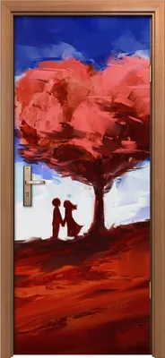 Produktbild von Türposter 80x200 cm Türaufkleber Türtapete Türfolie Klebefolie Kunst Herzform Baum Malerei des Paares