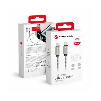 Produktbild von FORCELL F-ENERGY Metall C237 Kabel Typ C auf Typ C PD QC4.0 3A 60W 1 m silber