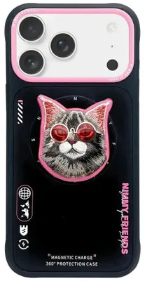 Immagine prodotto di Custodia Nimmy Glasses Cool Cat Magsafe Do Iphone 17 Pro - Czarno- Różowe