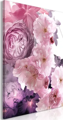 Produktbild von Vliesstoff Leinwandbild - Garden of Floral Scents (1-part) - Nature in Shades of Pink 60x90 cm Blumen b-C-0404-b-a