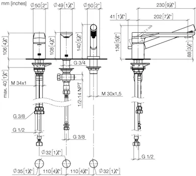 Produktbild von Dornbracht 27412845-99 Wannen-3-Loch-EHM f.W.-randmont.