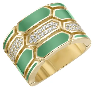 Produktbild von Ring Giorgio Martello Milano mit Emaille-Einlagen und Zirkonia, Silber 925 Gold 54
