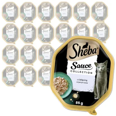 Produktbild von Sheba Saucen-Kollektionsschale 22 x 85 g Alleinfuttermittel für Katzen mit Kalbfleisch in Sauce