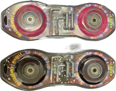 Produktbild von ABEC 7 | 2 Set Ersatz Leucht-Räder, Scooter Rollen, Waveboard, 80mm Alu-Achse, Breite: 24mm Querschnitt (Höhe) 24mm Breite Radlager - Rosa