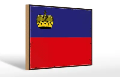 Produktbild von Holzschild Flagge Liechtenstein 30x20cm Retro Flag