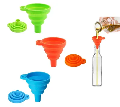 Produktbild von 3er Set Silikontrichter Küche faltbar für Flüssigkeiten Öl Bier mittel