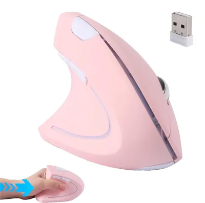 Zdjęcie produktu dla Ergonomiczna, bezprzewodowa, pionowa mysz dla leworęcznych. Cicha, bezprzewodowa, optyczna mysz ergo. 3 regulowane poziomy DPI, 6 przycisków. Do komputera PC, laptopa, notebooka