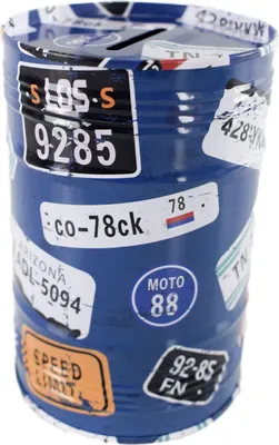 Produktbild von Metall-Spardose für Reisen ohne Öffnung im Roadtrip Design ca. 12,5 cm