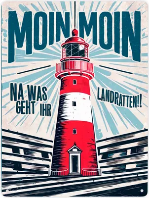 Produktbild von Leuchtturm Metallschild XXL in 28x38 cm - Moin Moin Landratten