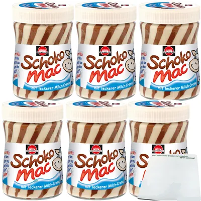 Produktbild von Schwartau Schoko Mac Schokocreme Brotaufstrich 6er Pack (6x400g Glas) + usy Block