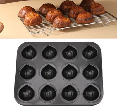 Muffin-Backform, antihaft, 12 Mulden, kastanienförmig, schwarz