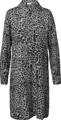 Produktbild von comma Hemdblusenkleid aus Viskose mit Leo-Print, Langarm und aufgesetzter Tasche