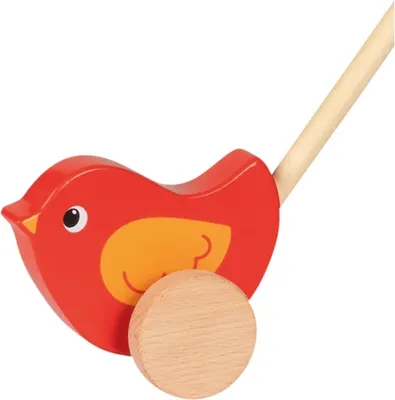 Produktbild von goki 54887 Schiebetier Vögelchen H= 10 cm, Holz, rot/natur