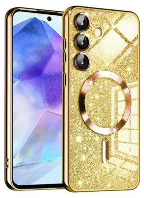 Produktbild von Techsuit Luxury Glitter Back Cover Hülle mit MagSafe für Samsung Galaxy A55 - Gold