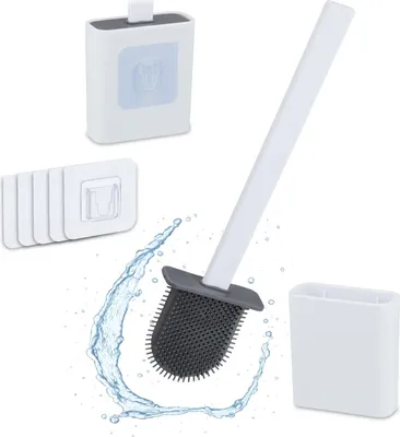 Image de Ensemble de brosses de toilette murales avec support