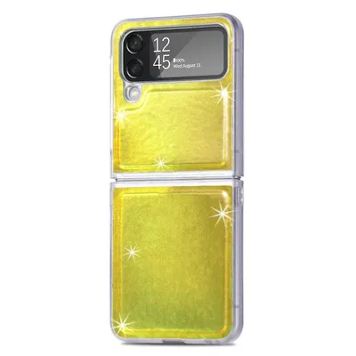 Image de Coque de protection pour Samsung Galaxy Z Flip4 5G, étui transparent, couleur : or