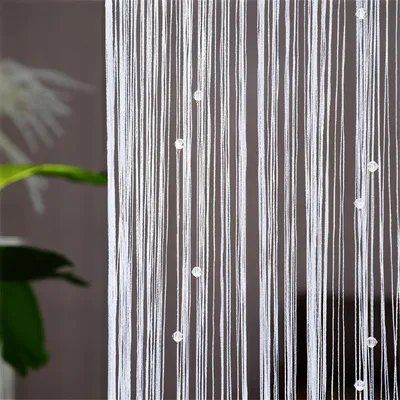 Produktbild von Fadenvorhang mit Perlen Weiß 100x200cm