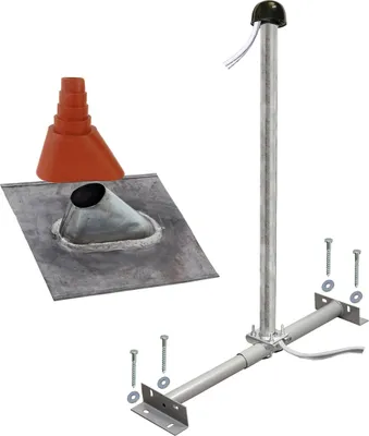 Produktbild von PremiumX BASIC Dachsparrenhalter 100cm SAT Mast Bleiabdeckblech Set rot