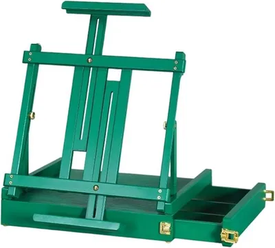 Imagen del producto de Caballete de altura ajustable, caballete portátil, maletín con caballete para artistas, principiantes, color verde oscuro